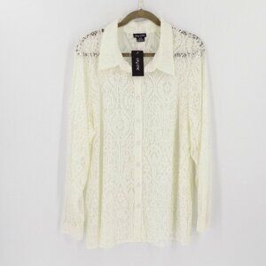 City Chic Lace Shirt Size 18 Ivory Button up